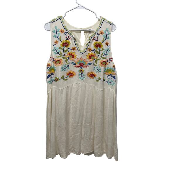 Umgee Women's floral embroidered peplum tank top size 1XL boho - Picture 1 of 7